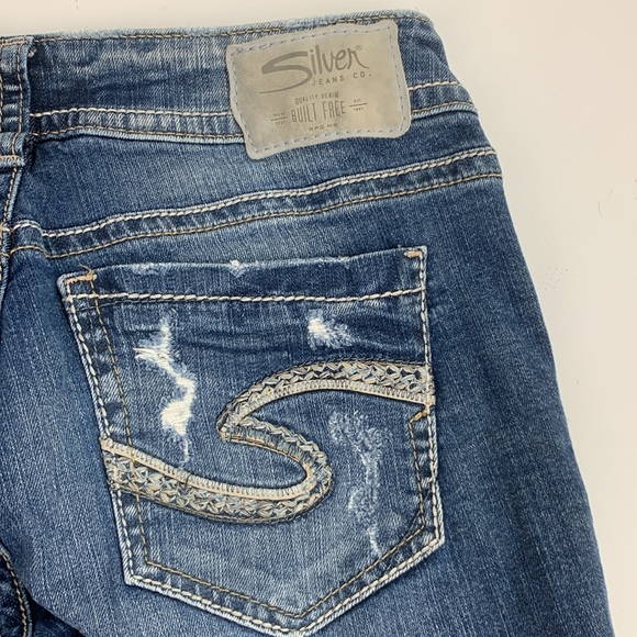Silver Jeans Suki Skinny Crop Size 27 Stretch Distressed Raw hem Built Free - Picture 4 of 15